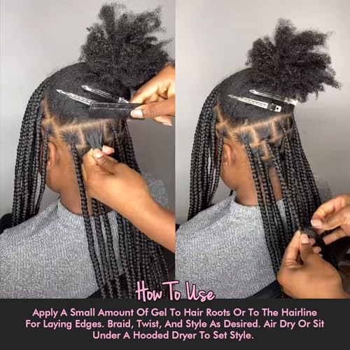 Edge Control Gel for 4C Hair Braiding Hair Gel Firm Hold, Hair Styling Wax Non-Greasy No Flaking 4.2 Oz - Image 5