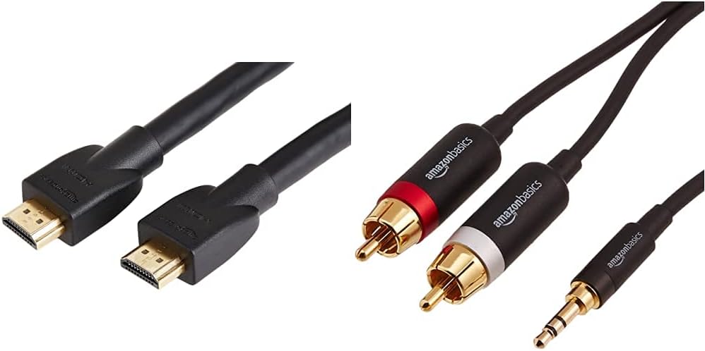  Basics 3.5mm to 2-Male RCA Adapter Audio Stereo Cable - 8 Feet: Home Audio & Theater