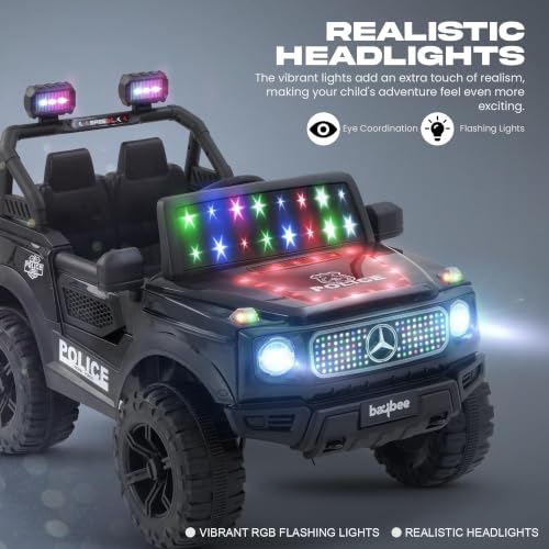 Image of Baybee CruzeX 4x4 Battery Operated Jeep for Kids with Parental Control | Baby Ride On Electric Car with RGB Lights, Music & Swing Mode | Rechargeable Battery Car for Kids 2 to 6 Years (Black)