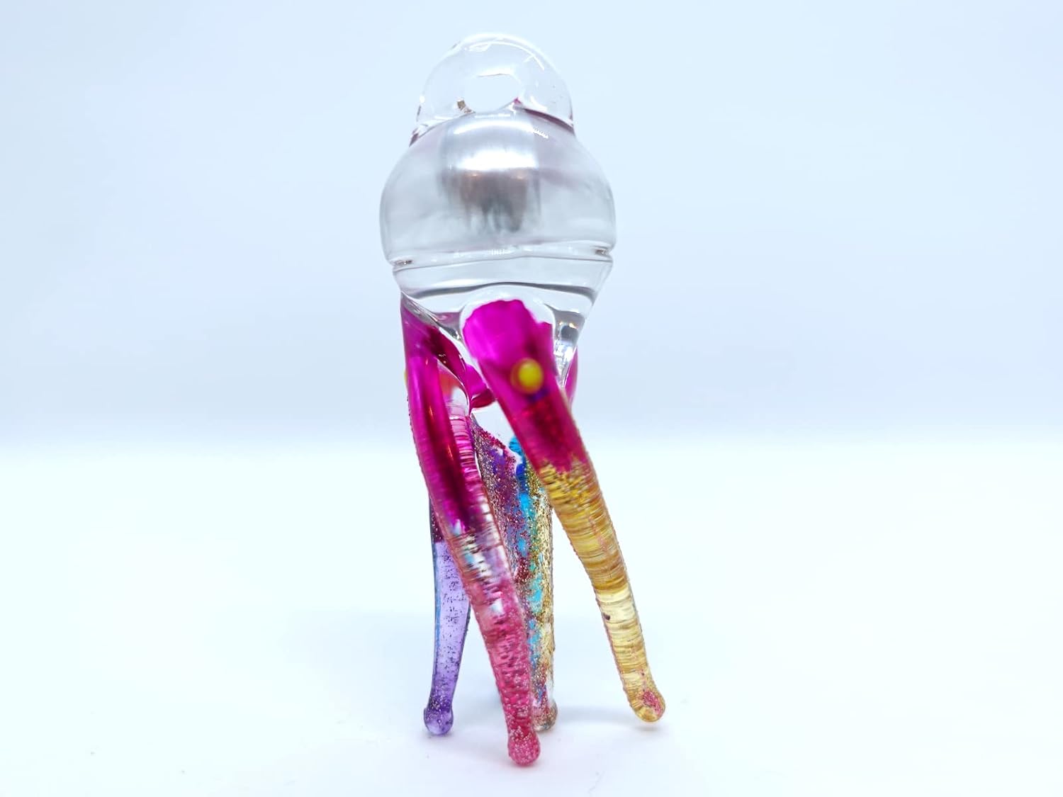 Sansukjai Jellyfish Miniature Figurines Animals Hand Painted Blown Glass Art 22k Gold Trim Sea Collectible Gift Decorate Ornament - Image 4