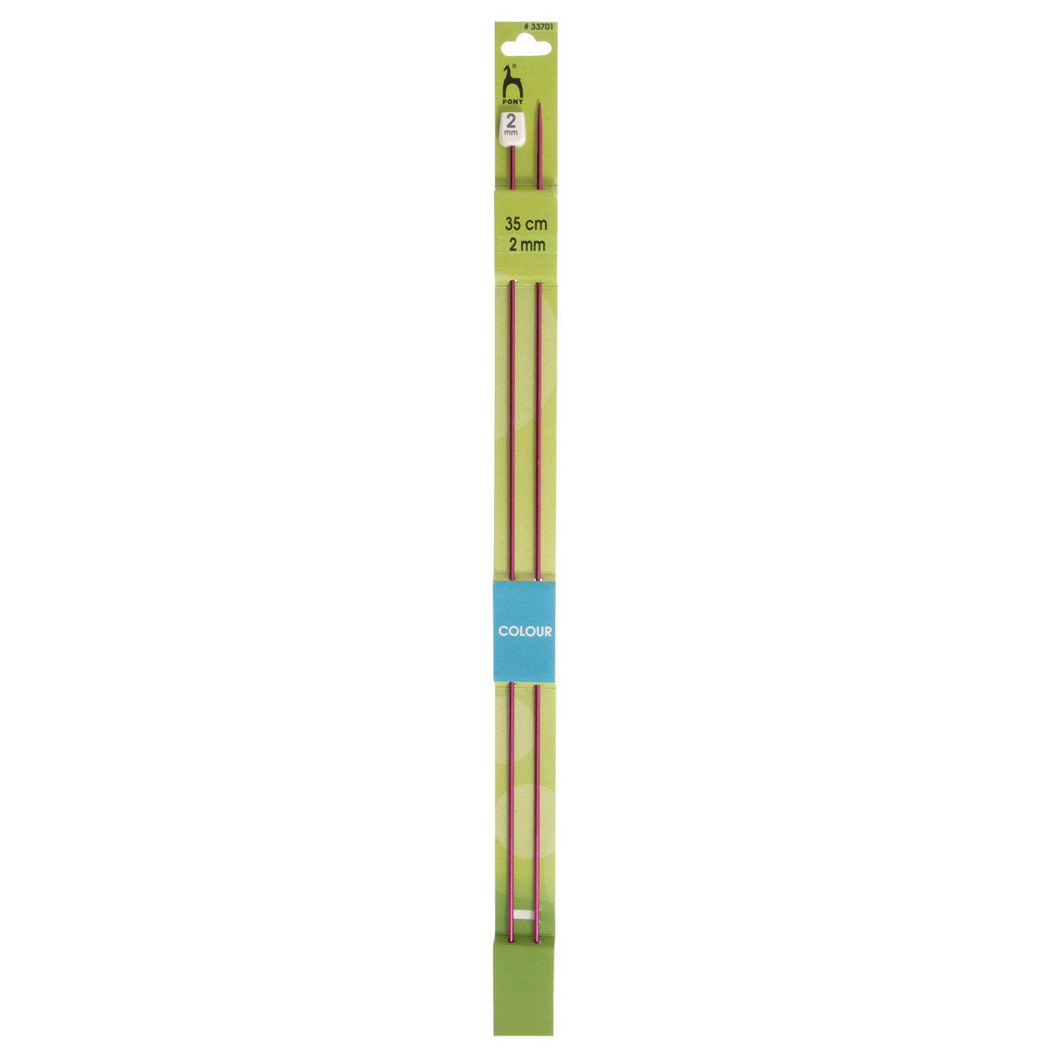 Pony Coloured: Knitting Pins: Single-Ended: Anodised Aluminium: 35cm x 2.00mm, Multicolor, 2mm