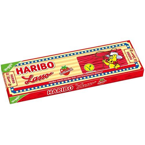 Haribo Lasso Erdbeere vegan 50 Stück im Karton 3500g