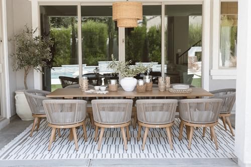 Image of PURPLE LEAF Outdoor Dining Set for 10 with Cushions PE Rattan Teak
