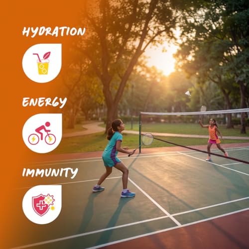 Image of Good Monk Fruit Drink Mix (Natural Orange Powder), 50% Less Sugar with 8 Vitamins & Minerals (Vitamin B12, C, D, Iron & more) | Tasty, Healthy & Tangy Drink Mix for Hydration, Energy, Immunity, 24 Sachets