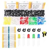Lyeteung 450 Pezzi 5mm LED Diodo Kit con resistore & Supporto per Diodo in Plastica, 2-Pin Diode ad Emissione Luminosa con Diffused Len Colorato, Testa Rotonda LED Diode, Bianco/Rosso/Giallo/Verde/Blu