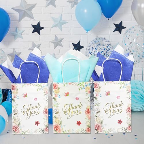 LIAPAWPAW Papel de Seda para Sacolas de Presente, Papel de Seda Azul com Lantejoulas Brilhantes para