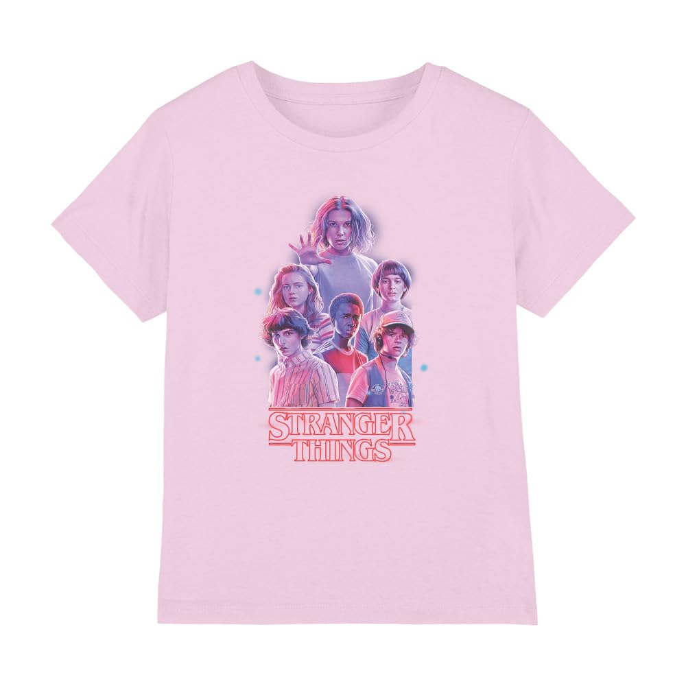 Stranger Things Koszulka Dziewczynki Stranger Things Pink Glow Group Girls T Shirt
