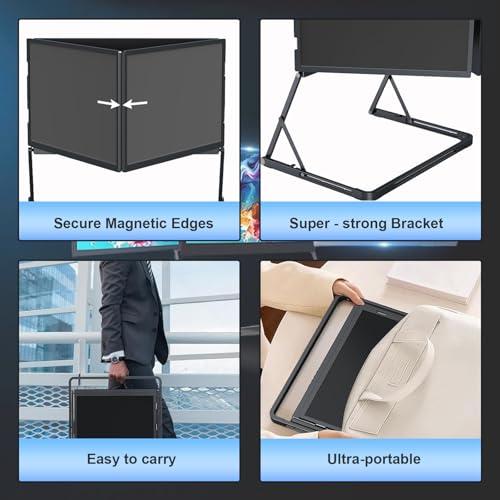 Image of 15.6 inch Portable Laptop Screen Extender, 1080P Triple Monitor with 360 Rotation, Adjustable Viewing Angles for Office & Remote Work, Boost Productivity & Multitasking