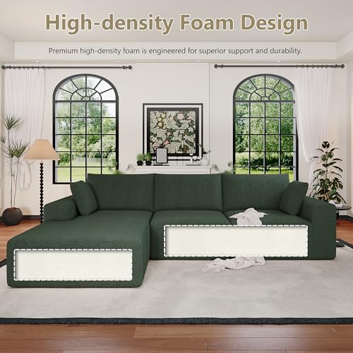 Image of Bean Bag Chairs for Adults Floor Gaming Bean Bag Chair Memory Foam BeanBag Chair Bean Bag Sofa (Green, 108 inch+Left Chaise)