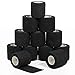 YUMAI Vendaje Elástico adherente Wrap Cinta 5cm, Self Adhering Stick de compresión para Vendaje una Herida Tobillo Apoyo o Médico Supplies (Paquete de 12, Negro)