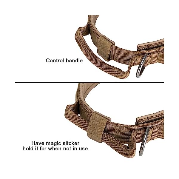 EXCELLENT ELITE SPANKER Tactical Dog Collar Nylon Adjustable K9 Collar Military Dog Collar Heavy Duty Metal Buckle with Handle(Coyote Brown-XL) EXCELLENT ELITE SPANKER Tactical Dog Collar Nylon Adjustable K9 Collar Military Dog Collar Heavy Duty Metal Buckle with Handle(Coyote Brown-XL)