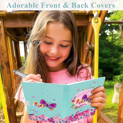 Butterfly Journal for Girls - Gift for Teen, Kids - Diary with Pen & Magnetic Closure, 192 Pages for Writing, 5.3