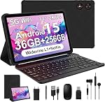 Tablette 11 Inch Android 15, 2K Affichage, 256GB ROM, 2TB TF Expand, Octa-Core, 8000mAh, Vigne large L1, Dual Cameras, WiFi6, BT0 GPS avec clavier et souris, noir