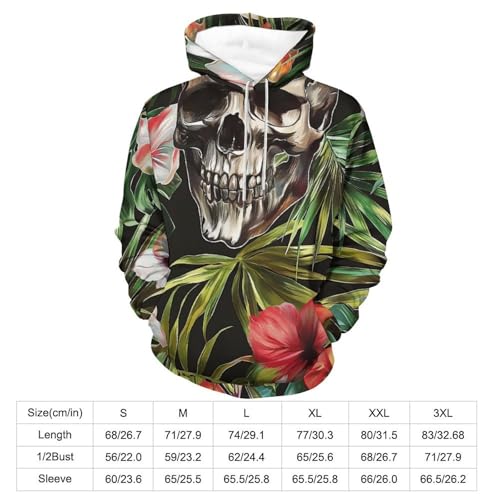 Sweatshirt imprimé crâne gothique floral vert pullover manches longues taille S