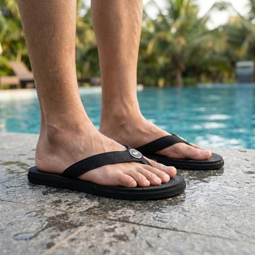 Image of Neeman's Eco Flip Flops for Men | Comfortable Outdoor Indoor Fashionable Slippers for Boys | Rubber Flat Slip On Flexible | Everday Comfort | Lightweight Soft Chappal