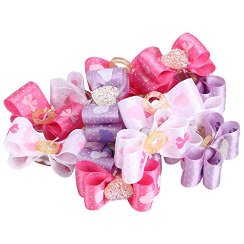 GLOGLOW 15Pcs Pet Hair Bowknot, Multicolor Hair Bowknot Bows Grooming Accessories Mixed Pet Cat Puppy Topknot for Cat Medium Small Dog