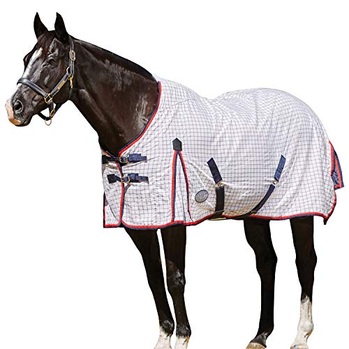 Image of WeatherBeeta Summer Sheet Lite III Standard Neck, White/Navy/Red, 7'0