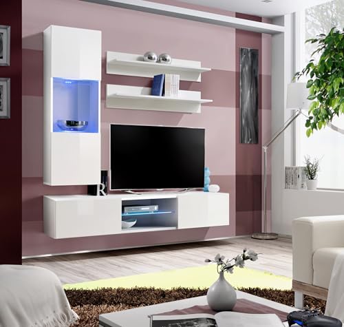 All4All Wohnwand Smart III - Schrankwand Hängend - Anbauwand Klein - Wohnzimmerschrank - Wohnzimmerâ€¦ – Miniatur