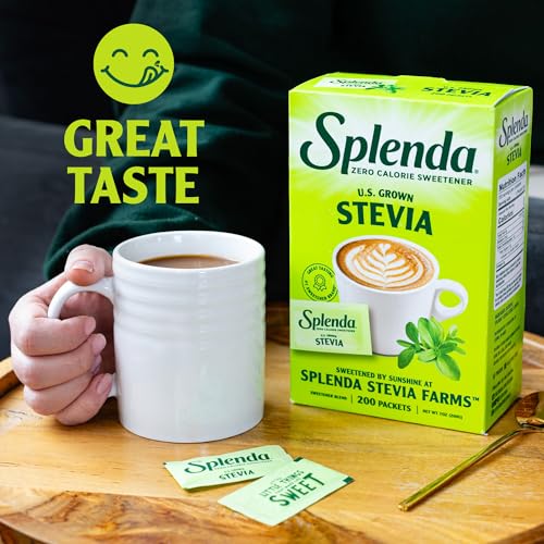 SPLENDA Stevia Zero Calorie Sweetener, Sugar Substitute Packets, 200 Count (Pack of 1) SPLENDA Stevia Zero Calorie Sweetener, Sugar Substitute Packets, 200 Count (Pack of 1)