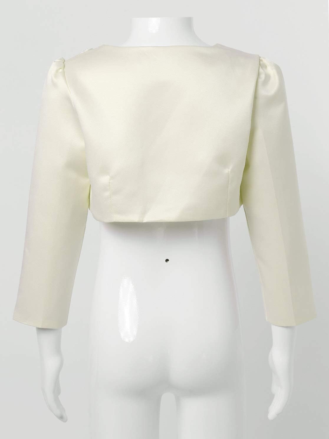 Kids Flower Girls Wedding Dress Cover Up Cropped Short Cardigan Long Sleeves Princess Bolero Shrug