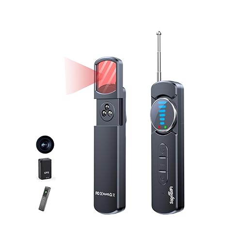 Hidden Camera Detector,Upgraded Hidden Bug and Camera Detector, Bug & GPS Tracker Detector Portable Privacy Protector for Travel/Hotel/Car, Camera Detector Spy Camera Finder with LED (Black)