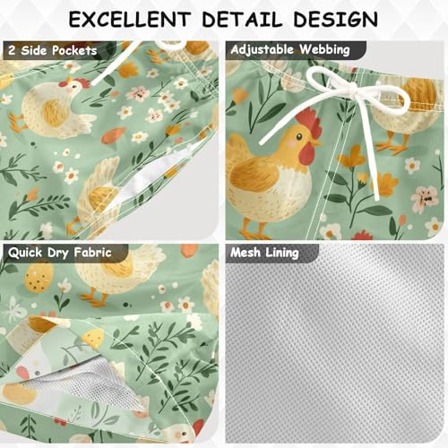 Pigsaly Boys Swim Trunks Chickens Eggs Flower Boys Board Shorts Swimsuit Swimwear Summer Bathing Suit 5T3