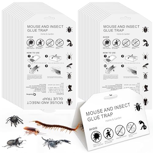 Image of Qualirey 30 Pcs Cricket Traps Indoor, Roach Bug Spider Glue Boards, Printed Insect Sticky Sheets, Foldable Triangle Traps for Kitchen, Bathroom, Basement and Garage, 5.12 x 8.27 Inch(Triangle Style)
