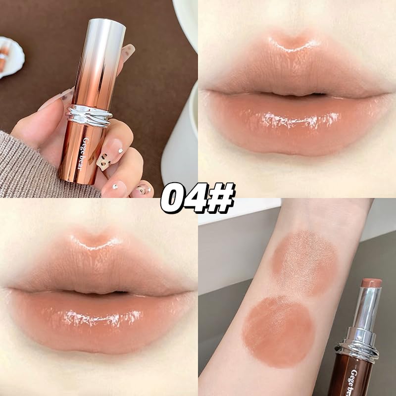 Image of Gege Bear Aqua Essence Lipstick | Smooth Glide | Long-Lasting | Moisturising & Glossy Wear | Full Lip Coverage | High Shine Finish | Gives Fuller-Lip Effect & Extra Hydration| Cruelty-Free (04#Mauve Pink, 3.3g)