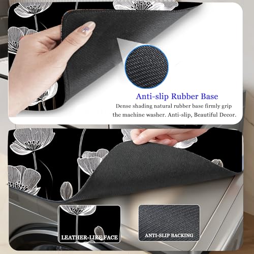 Image of Washer and Dryer Covers for the Top, Non-slip Dryer Top Protector Mat, Dust-proof Washing Machine Cover, 23.6 inch x 19.7 inch (flower, 23.6 inch x 19.7 inch)
