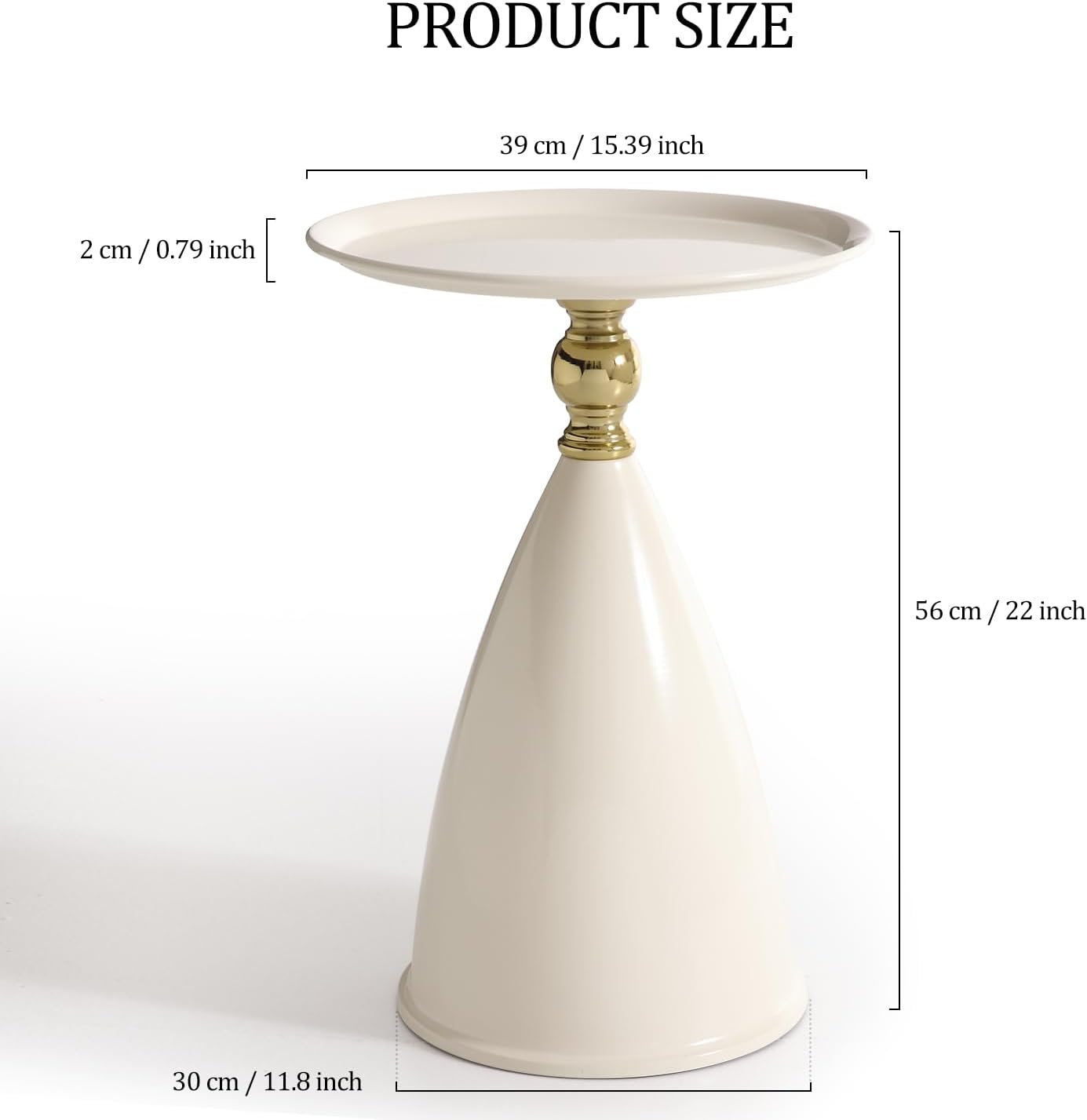 Small Round Side Table for Small Spaces, White Pedestal Modern Couch End Table for Living Room, Unique Accent Sofa Drink Table Metal Martini Table for Recliner, Bedroom