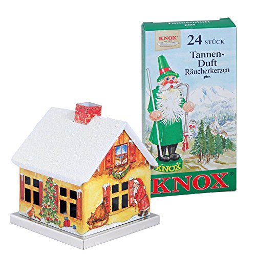 KNOX Räucherhaus aus Metall - Weihnachtsmann mit 24 Räucherkerzen -...