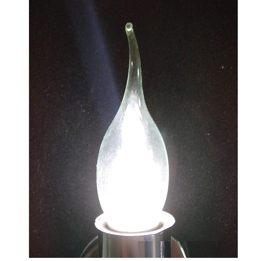 fengyan Casa Bombillas, Pack of 50, LED Filament Light Bulb E27/E26 AC220V 1/2/3W C35L Chandelier Bulb with Pulled Tail, Home Lighting Light Source Familiar Lámpara(6500K Cool White,220V E27 1W)