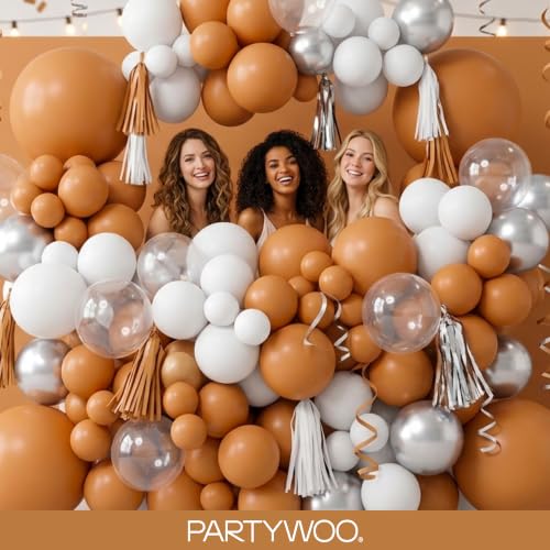 Image of PartyWoo Tan Balloons 140 pcs Different Sizes of 18 12 10 5 Inch Boho Neutral Light Brown Coffee Fall Latex Balloon Arch Kit for Birthday Safari Boy Baby Shower Jungle Party Decorations Brown-F10