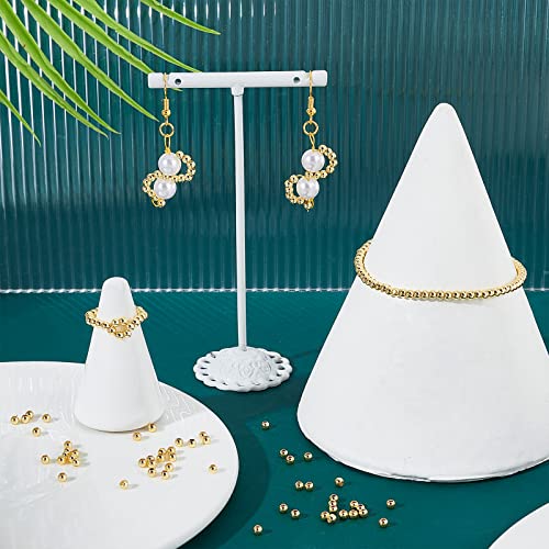 PH PandaHall 500pcs 18K Gold Plated Beads 3mm Long-Lasting Round Beads Smooth Spacer Bead Mini Seamless Balls Bead for Stackable Necklace Bracelet - Image 2