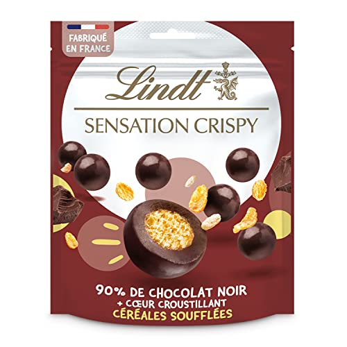 Lindt - Sachet de Billes SENSATION CRISPY Céréales Soufflées - Chocolat Noir, 140g