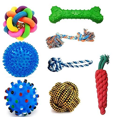 PSK PET MART Dog Chew Toys Combo of 8pcs Toys - Rainbow Ball, Paw Bone, 2 Knot Rope, Puppy Ball, Rope Ball, Ball with Handle, Basket Bal (Color May Vary) (Pack of 8 pcs) (B08QZH72D1) Amazon Price History, Amazon Price Tracker