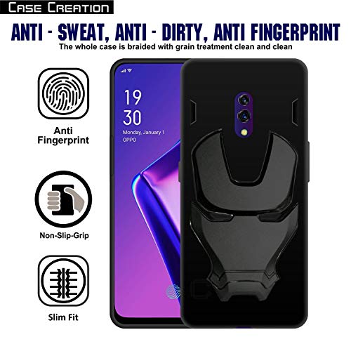 Image of COVERLY Official 3D Touch Feel Trending Avengers Logo Mask Soft Rugged Grip Silicone Iron Man Super Power Cartoon Movie Engraved Silicone Matte Back Cover for Oppo K3 -HD Black Avenger