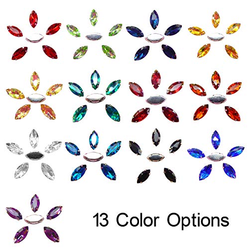 Queenbox 50PCS 4x8mm Sparkling 3D Oval Glass Rhinestones, Flat Back Gems Glitter Diamond Crystal Stones Charms Beads for DIY Craft Clothes Nails Phone Clothes Shoes, Navy Blue3