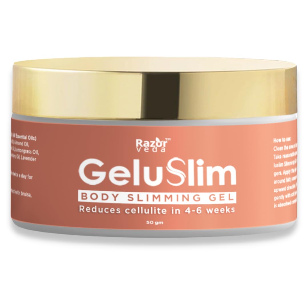 Razor Veda Gelu Slim Anti Cellulite Gel & Slimming Gel - Made of Natural Oils for Body, Tummy & Waist, 50gm