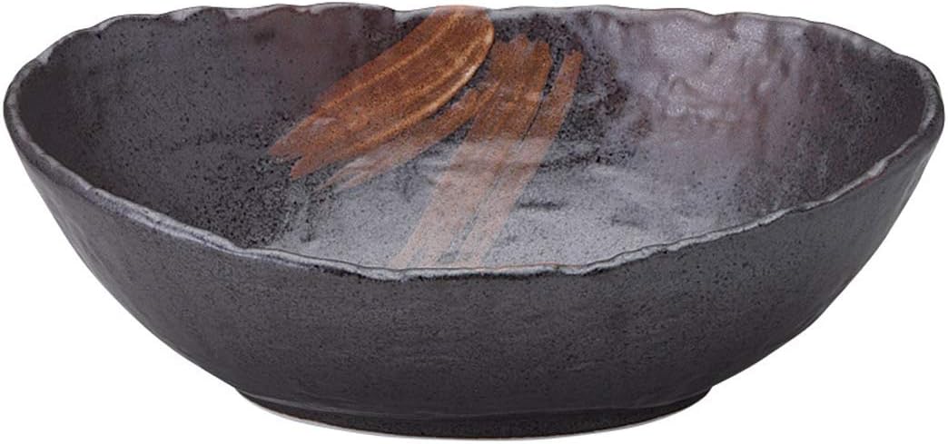 Maruka Koyo 51556072 Medium Bowl, White Brush, Karatsu, Long Diameter 6.8 x Short Diameter 4.7 x Height 2.6 inches (17.2 x 12 x 6.7 cm), Commercial Use