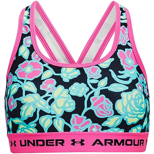 Brassière Under Armour fille crossback mid printed noir bleu marine S
