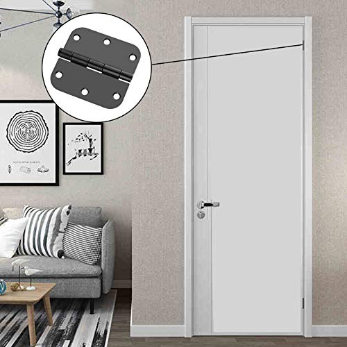 (Removable Pin) 24 Pieces 3.5In Matte Black Door Hinges Lubricant-Added Heavy Duty Interior & Exterior Door Hinges, Goldenwarm 3-1/2'' Hinges For Residential Doors, 5/8'' Radius Corners #TOP6