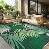 Cekene In & Outdoor Teppich Wetterfest Grün 160x230cm Outdoor Teppich für Garten Waschbare Teppiche Wohnzimmer rutschfest Sisal Teppich für Schlafzimmer Esszimmer Terrasse Hinterhof Deck