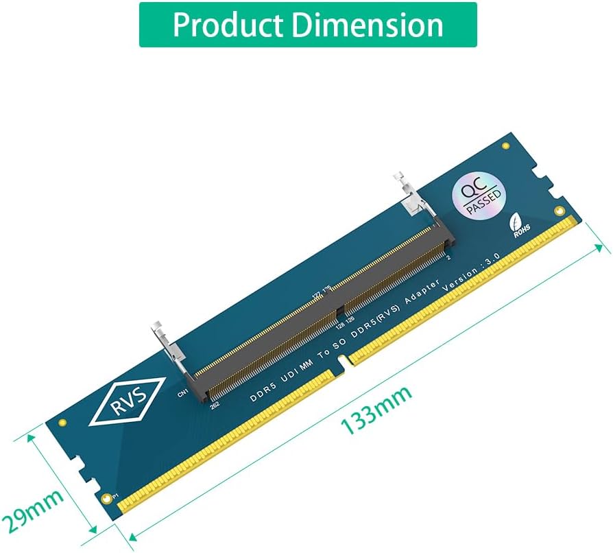 Sintech DDR5 Adapter, DDR5 SO-DIMM to U-DIMM Converter for Desktop Memory Tester