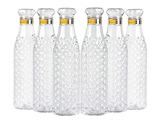 REGOLITH ENTERPRISES 1000ML Crystal Clear Plastic Water Bottle Ideal for home, Office, Sports, School, Restaurant, Travelling, Gym, Yoga non Toxic Checkered Pattern Fridge Water Bottle Set 6 (B0C6YJ4F8R) Amazon Price History, Amazon Price Tracker