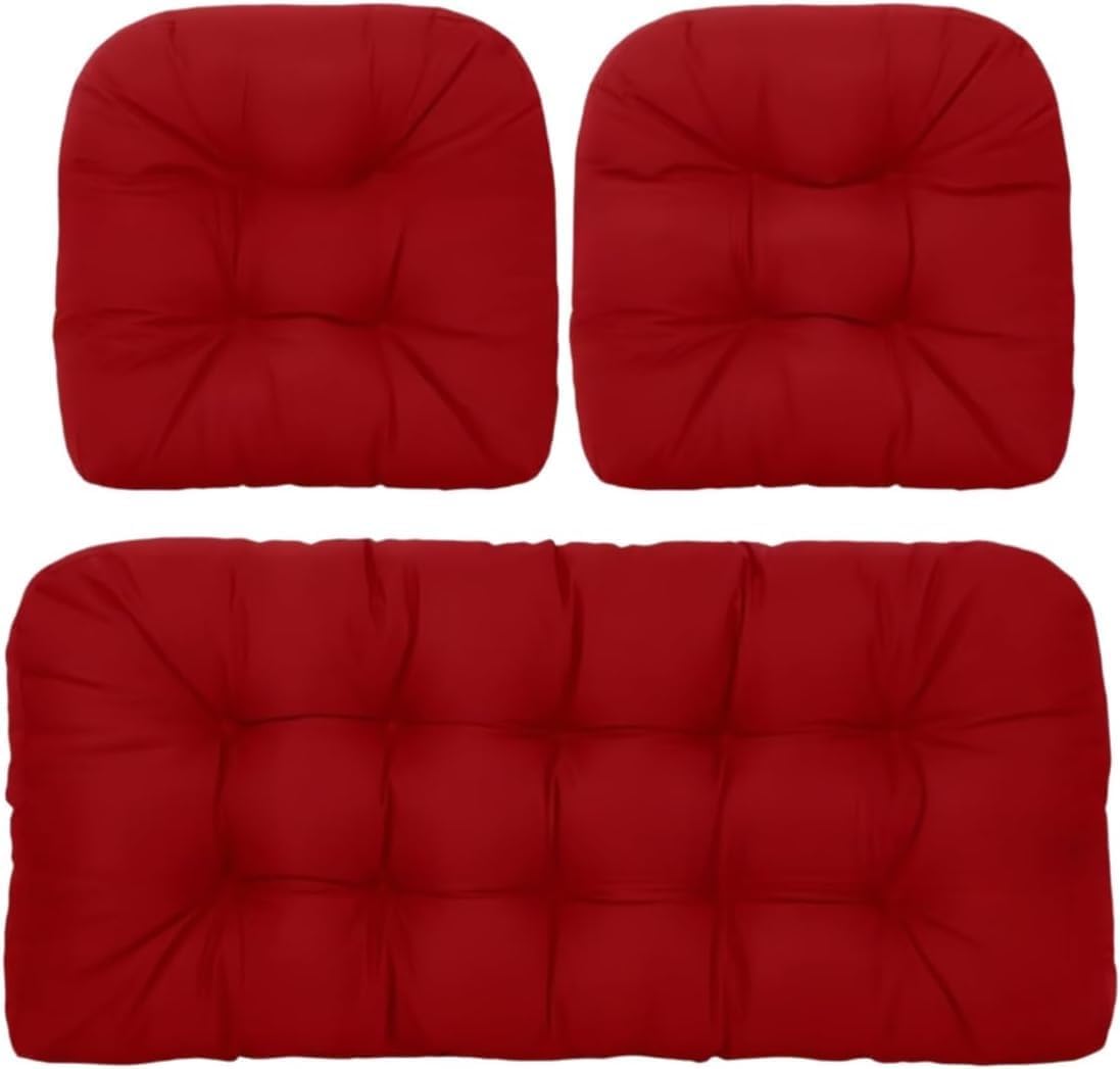 Waterproof 3-Piece Garden Chair Cushions Set - Replacement for Outdoor Furniture, Seat & Backrest Pads Rattan, Patio Swing & Bench(Orange)