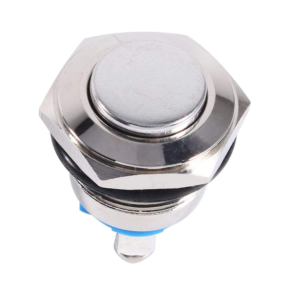 leruiyezs Drukknop drukknop 12 V 16 mm waterdicht IP65 metalen momentane schakelaar rond zwart belknop voor auto boot huishoudelijke apparaten DIY projecten voor schakelstroom besturing toepassingen 1