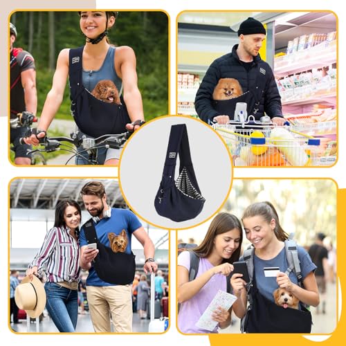 Halinuia Reversibel Kleine Hundetragetasche bis 7KG Angenehm Tragetasche Hund Sicherer mit Karabiner Tragegurt Hunde Umhängetasche für Haustiere für Spaziergänge Aktivitäten im Freien, Blau