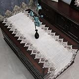 Broderie exquise et détails en dentelle : avec des bordures délicates en dentelle creuse entourant des motifs complexes brodés, cette pièce met en valeur l'artisanat traditionnel à son meilleur. Le design sophistiqué l'élève au-delà des simples napperons pour meubles en une véritable pièce décorative.