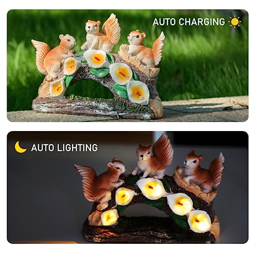 Brillantreal SQUIRREL GARDEN DECOR Solar Waterproof Squirrel Garden Statues - Resin Outdoor Decor thumb #2